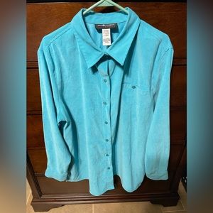 Sag Harbor Women Button up faux Suede Shirt